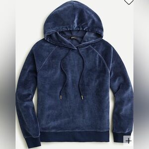 J Crew Navy Velour Pullover Hoodie Sweatshirt Size XS